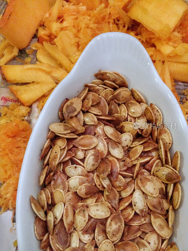 Seasoned Salt, Pepper Toasted Pumpkin Seeds Snack Bowl Dish